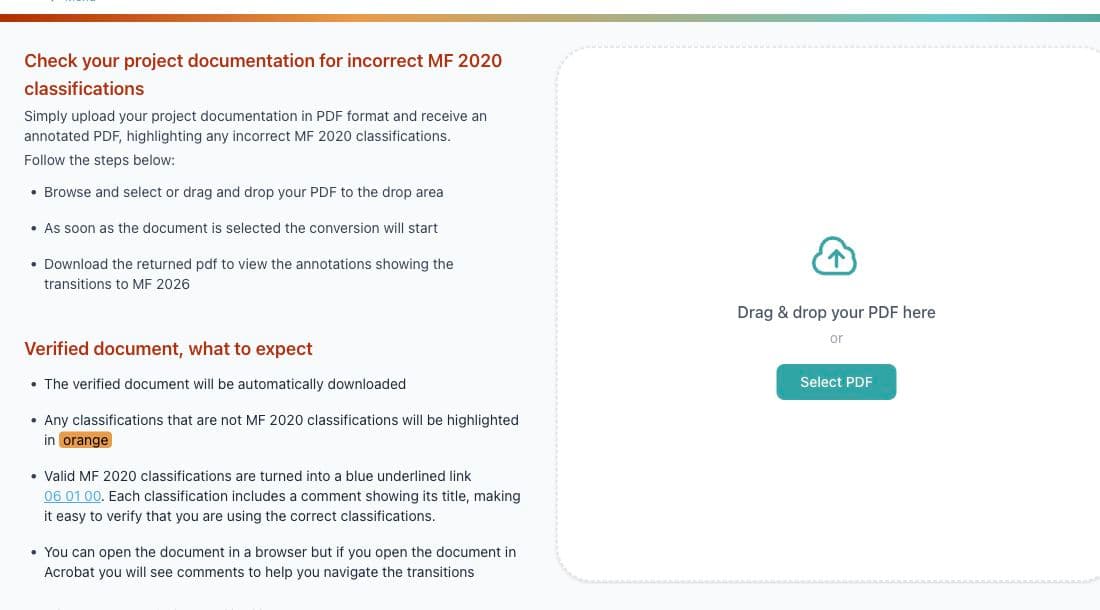 Classification Verification upload interface